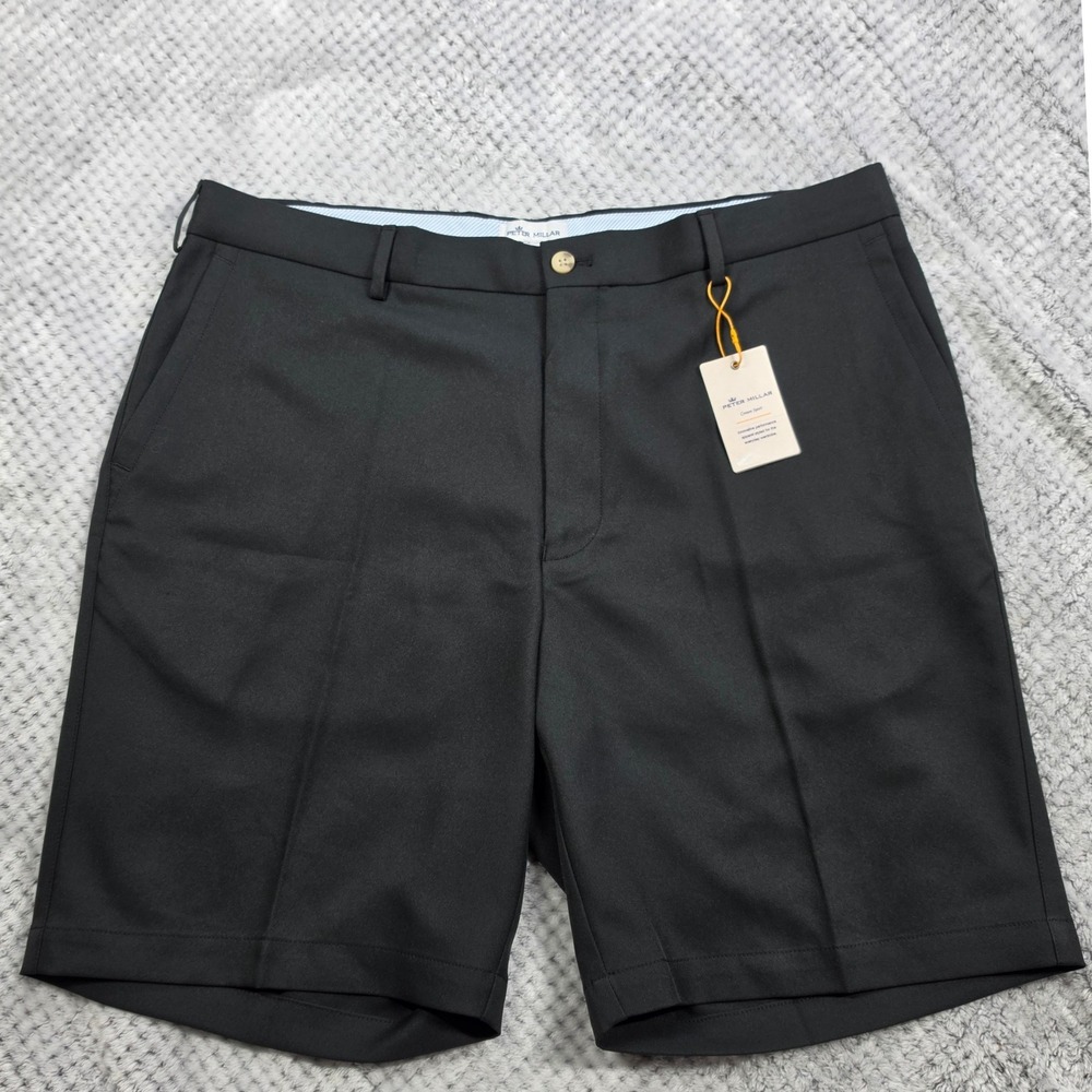 Peter Millar Salem Performance Shorts Mens 38 Black Golf Classic Cut Preppy New